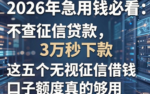 2026年急用钱必看:不查征信贷款3万秒下款,这五个无视征信借钱口子额度真的够用