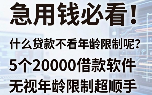 急用钱必看！什么贷款不看年龄限制呢？这5个20000借款软件无视年龄限制超顺手