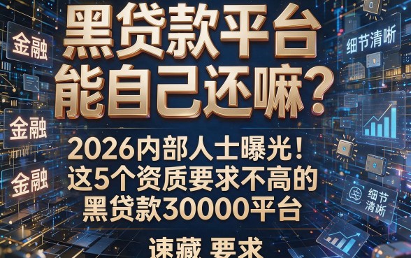 黑贷款平台能自己还嘛？2026内部人士曝光：这5个资质要求不高的黑贷款30000平台，速藏！