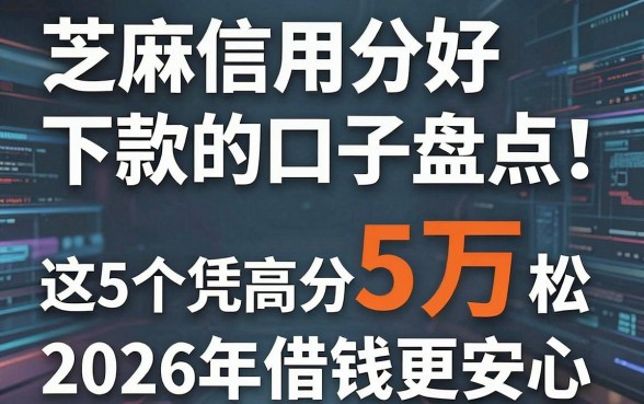 芝麻信用分好下款的口子盘点!这5个凭高分轻松借5万,2026年借钱更安心