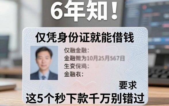 6年知!仅凭身份证就能借钱,这5个秒下款千万别错过