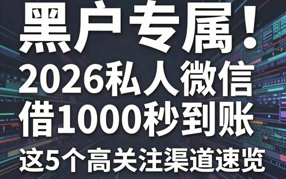 黑户专属!2026私人微信借1000秒到账,这5个高关注渠道速览