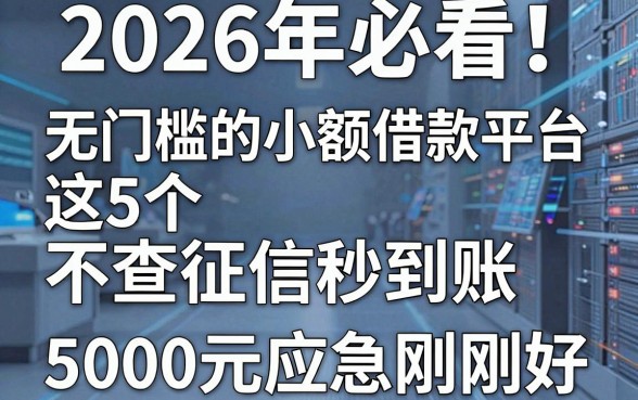 2026年必看!这5个无门槛的小额借款平台,不查征信秒到账,5000元应急刚刚好
