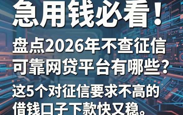 急用钱必看！盘点2026年不查征信的可靠网贷平台有哪些，这5个对征信要求不高的借钱口子下款快又稳