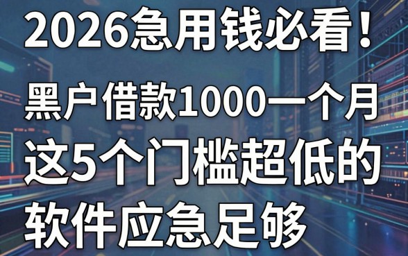 2026急用钱必看！黑户借款1000一个月，这5个门槛超低的软件应急足够