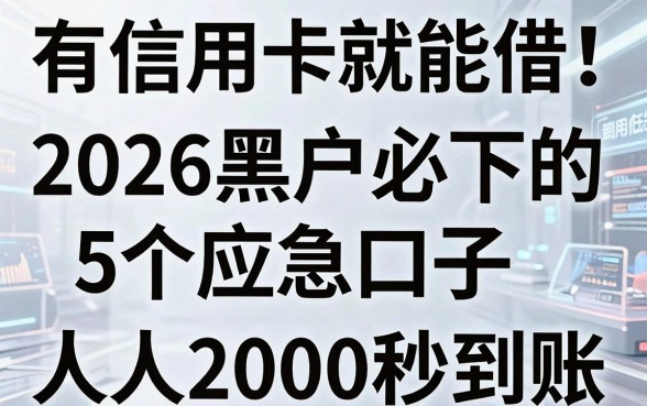 有信用卡就能借！2026黑户必下的5个应急口子，信用要求超低，人人2000秒到账