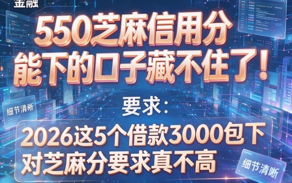 550芝麻信用分能下的口子藏不住了！2026这5个借款3000包下，对芝麻分要求真不高
