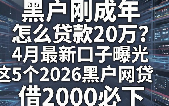黑户刚成年怎么贷款20万?4月最新口子曝光,这5个2026黑户网贷借2000必下!
