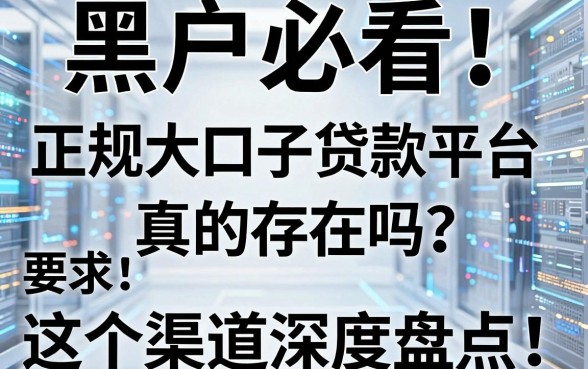 黑户必看!正规大口子贷款平台真的存在吗?这5个渠道深度盘点!