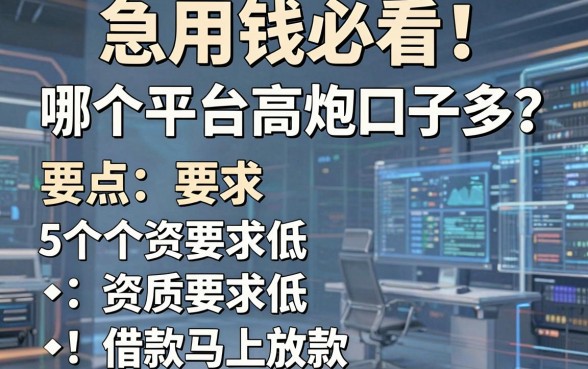急用钱必看!哪个平台高炮口子多?盘点5个资质要求低、借款马上放款的软件