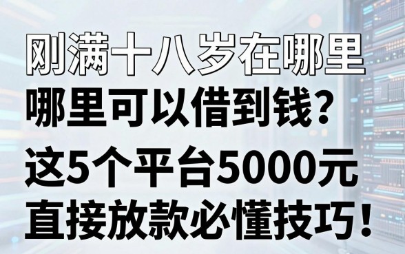 刚满十八岁在哪里可以借到钱?2026速贷攻略:这5个平台5000元直接放款必懂技巧!
