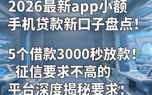 2026最新app小额手机贷款新口子盘点!5个借款3000秒放款、征信要求不高的平台深度揭秘