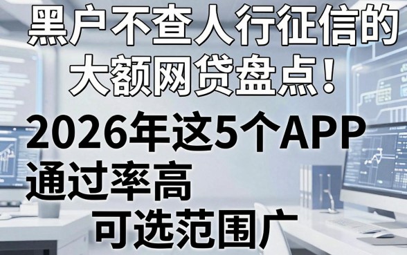 黑户不查人行征信的大额网贷盘点：2026年这5个APP通过率高、可选范围广！