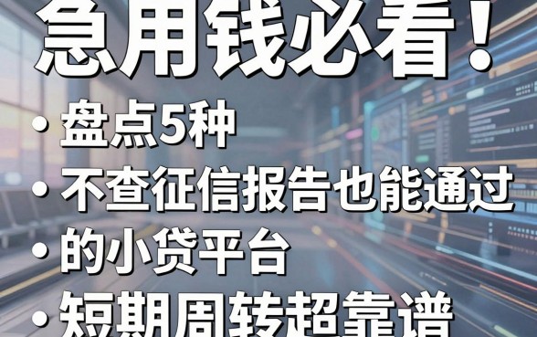 急用钱必看！盘点5种不查征信报告也能通过的小贷平台，短期周转超靠谱