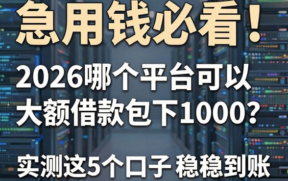急用钱必看！2026哪个平台可以大额借款包下1000？实测这5个口子稳稳到账！
