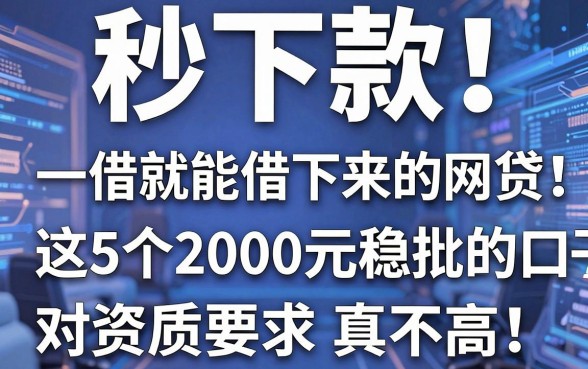 秒下款!一借就能借下来的网贷,这5个2000元稳批的口子对资质要求真不高