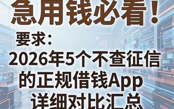 急用钱必看!2026年5个不查征信的正规借钱App详细对比汇总