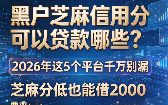 黑户芝麻信用分可以贷款哪些?2026年这5个平台千万别漏,芝麻分低也能借2000!