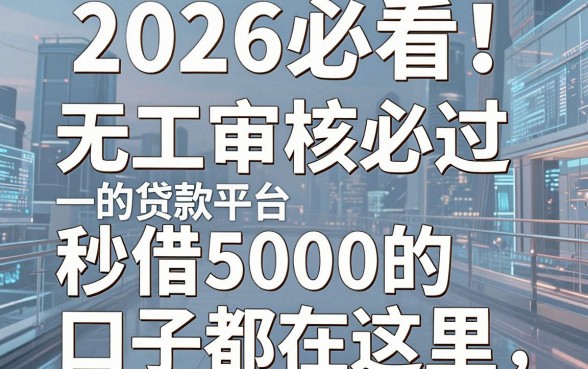 2026必看!盘点5个无人工审核必过的贷款平台,秒借5000的口子都在这里