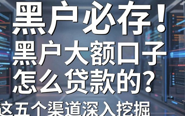黑户必存！黑户大额口子怎么贷款的？这五个渠道深入挖掘