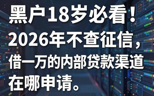 黑户18岁必看!2026年不查征信借一万的内部贷款渠道在哪申请
