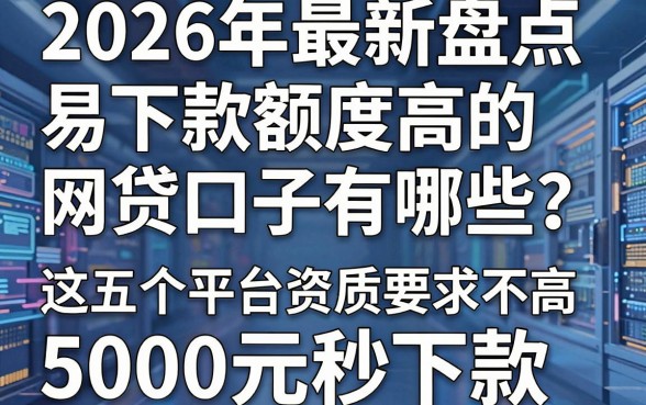 2026年最新盘点：易下款额度高的网贷口子有哪些？这五个平台资质要求不高，5000元秒下款！