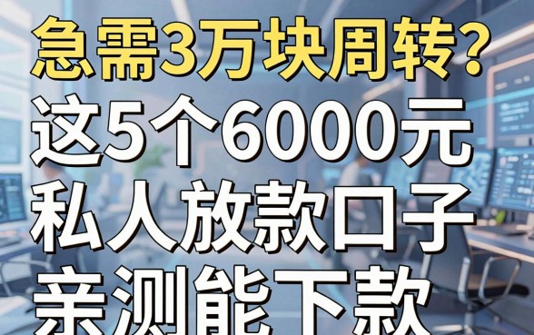 急需3万块周转?这5个6000元私人放款口子亲测能下款