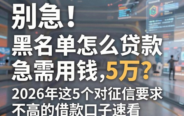 别急！黑名单怎么贷款急需用钱5万？2026年这5个对征信要求不高的借款口子速看