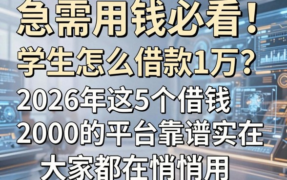 急需用钱必看!学生怎么借款1万?2026年这5个借钱2000的平台靠谱实在,大家都在悄悄用