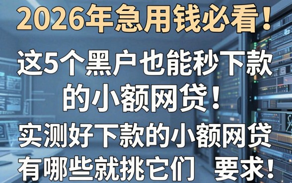 2026年急用钱必看!这5个黑户也能秒下款的小额网贷,实测好下款的小额网贷有哪些就挑它们