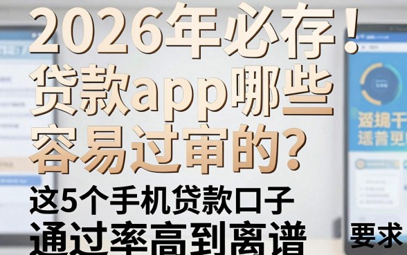 2026年必存！贷款app哪些容易过审的？这5个手机贷款口子通过率高到离谱