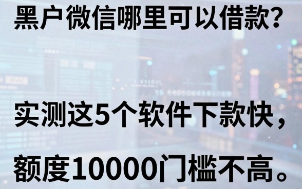 黑户微信哪里可以借款？实测这5个软件下款快，额度10000门槛不高