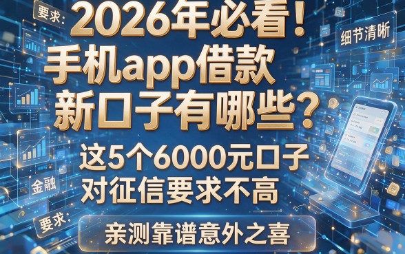 2026年必看!手机app借款新口子有哪些?这5个6000元口子对征信要求不高,亲测靠谱意外之喜!