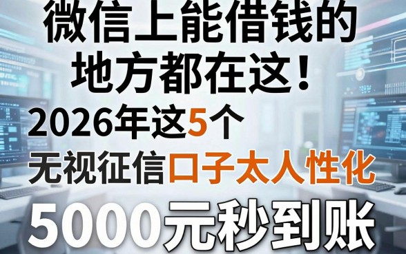 微信上能借钱的地方都在这!2026年这5个无视征信的口子太人性化,5000元秒到账