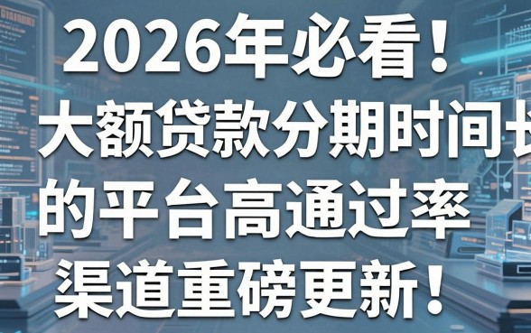 2026年必看!大额贷款分期时间长的平台高通过率渠道重磅更新