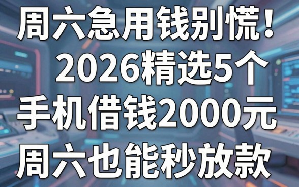 周六急用钱别慌!2026精选5个手机借钱2000元、周六也能秒放款的软件