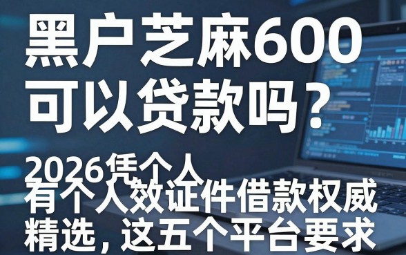 黑户芝麻600可以贷款吗?2026凭个人有效证件借款权威精选这五个平台