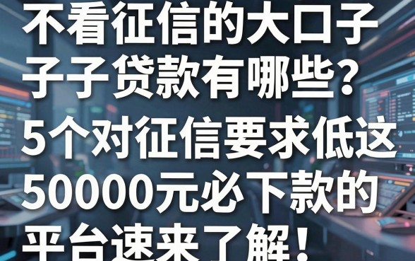 不看征信的大口子贷款有哪些?这5个对征信要求低、50000元必下款的平台速来了解!