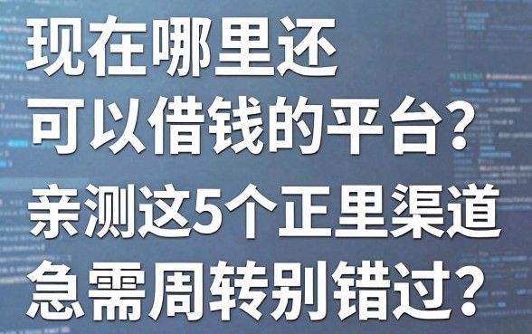 现在哪里还可以借钱的平台？亲测这5个正规渠道，急需周转别错过