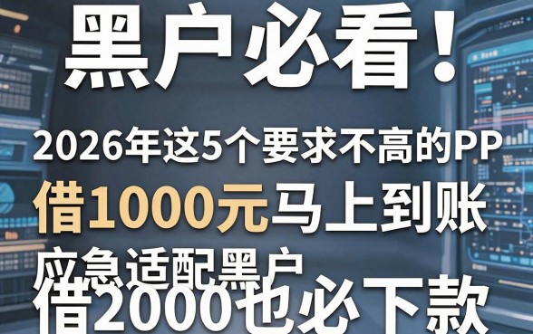 黑户必看！2026年这5个要求不高的APP，借1000元马上到账，应急适配黑户借2000也必下款