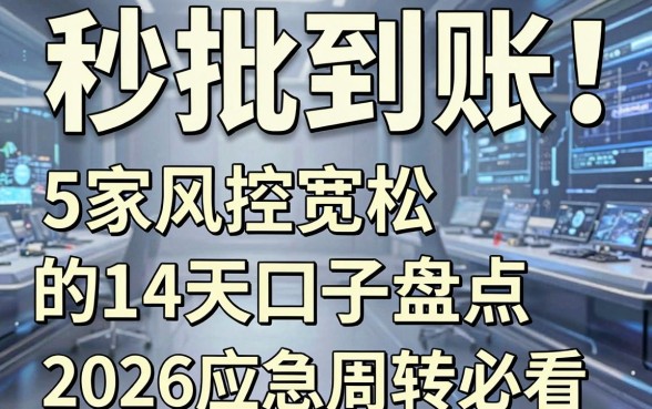 秒批到账!5家风控宽松的14天口子盘点,2026应急周转必看
