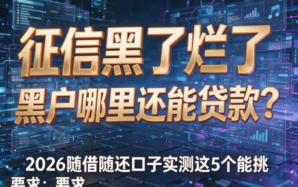 征信黑了烂了、黑户哪里还能贷款?2026随借随还口子实测这5个能挑!