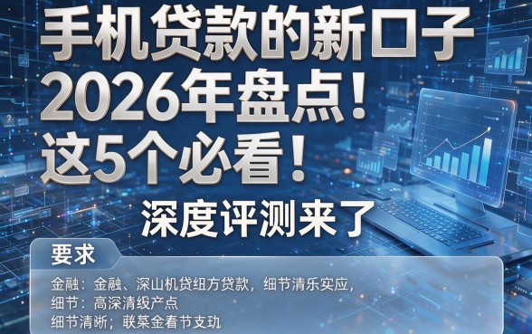 手机贷款的新口子2026年盘点:这5个必看!深度评测来了