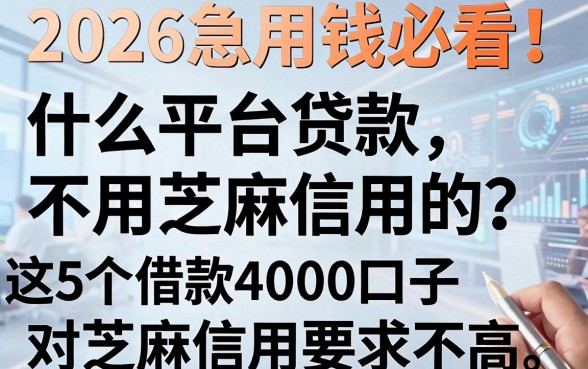 2026急用钱必看！什么平台贷款不用芝麻信用的？这5个借款4000口子对芝麻信用要求不高