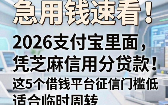 急用钱速看!2026支付宝里面凭芝麻信用分贷款,这5个借钱平台征信门槛低适合临时周转