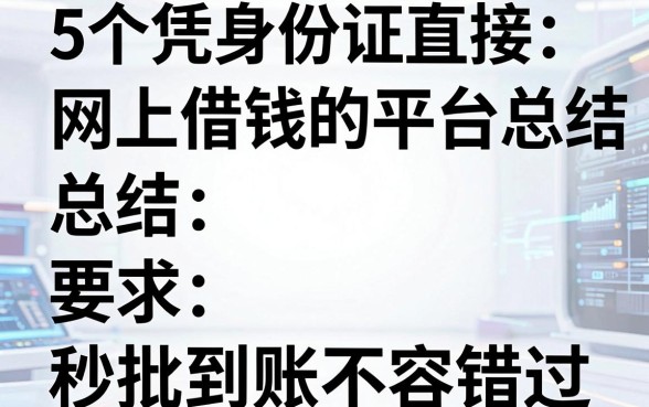 5个凭身份证直接网上借钱的平台总结,秒批到账不容错过!