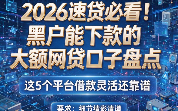 2026速贷必看!黑户能下款的大额网贷口子盘点,这5个平台借款灵活还靠谱