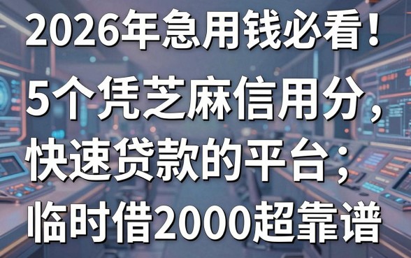 2026年急用钱必看！这5个凭芝麻信用分快速贷款的平台，临时借2000超靠谱