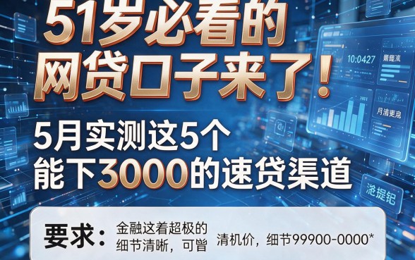 51岁必看的网贷口子来了!5月实测这5个能下3000的速贷渠道