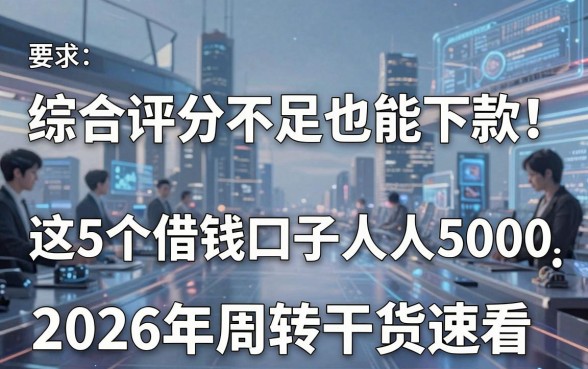 综合评分不足也能下款!这5个借钱口子人人5000,2026年周转干货速看